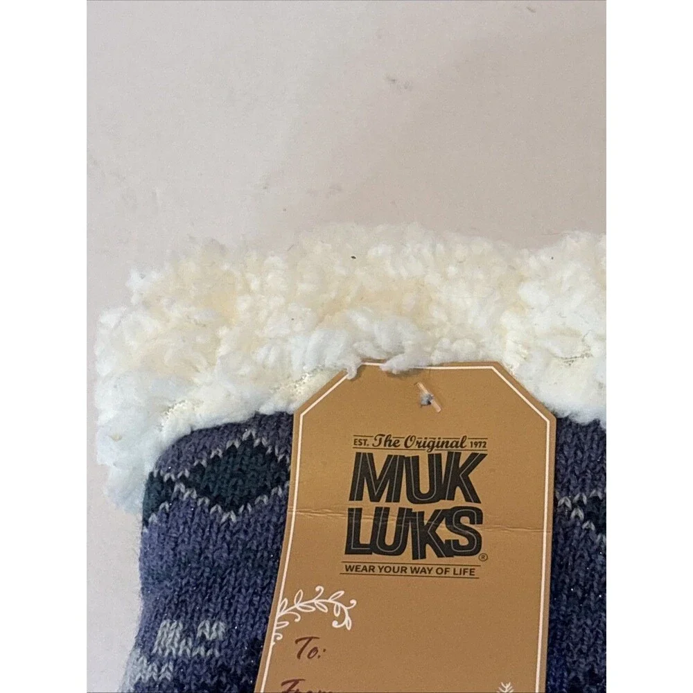 The Original Muk Luks Cabin Socks with Soft Fleece & Grips Size S/M 6-8) New